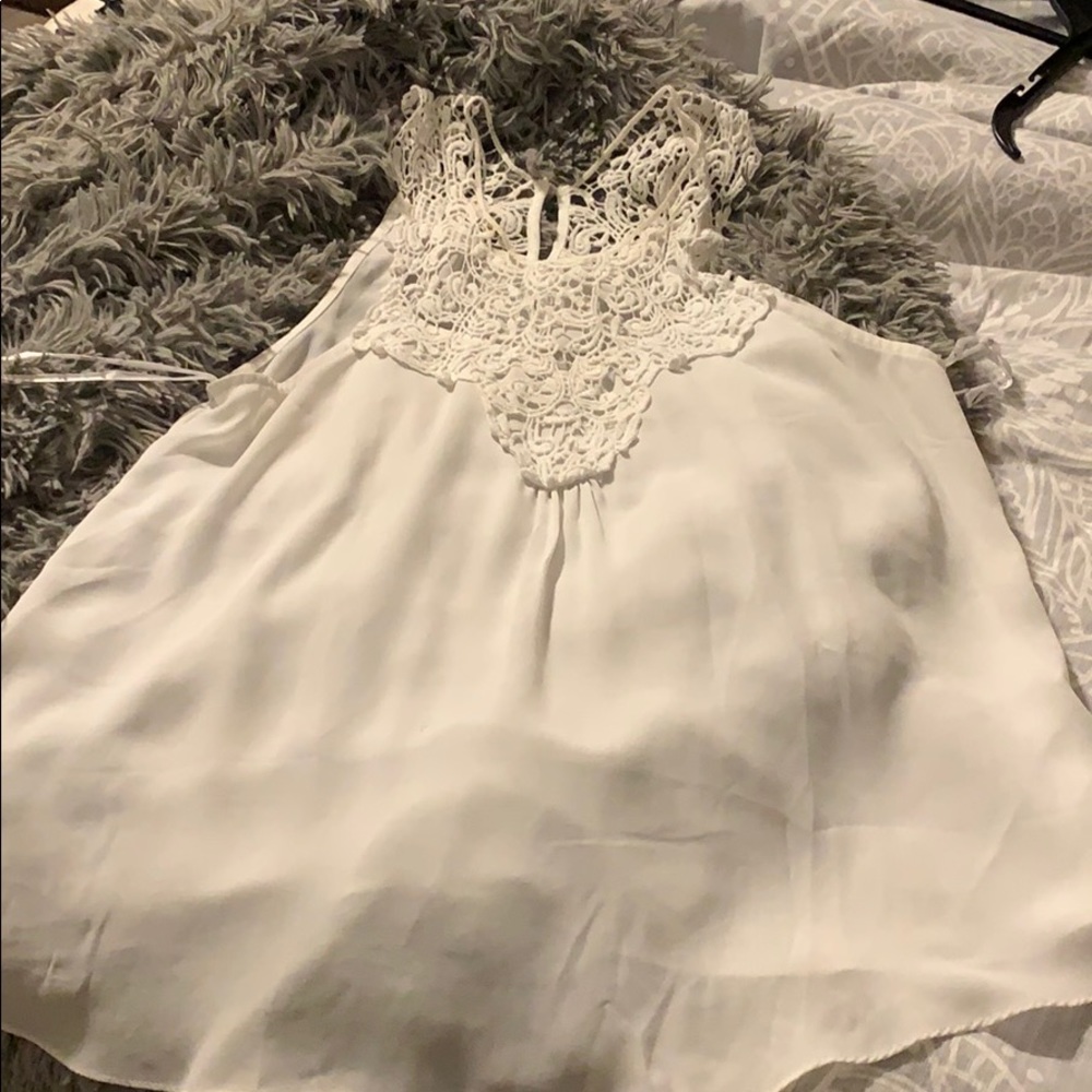 White lace sheer blouse